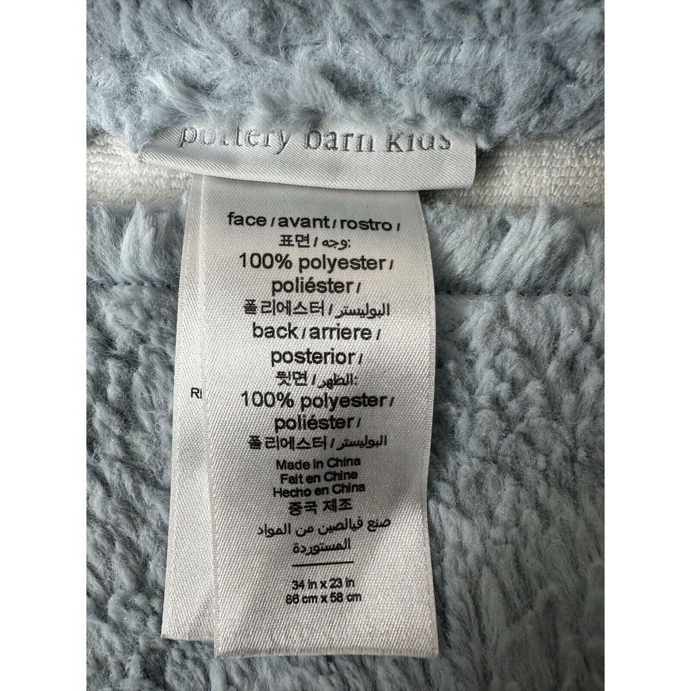 Pottery Barn Faux Fur Bear Animal Hooded Towel Wrap Blue Fleece - Picture 9 of 10